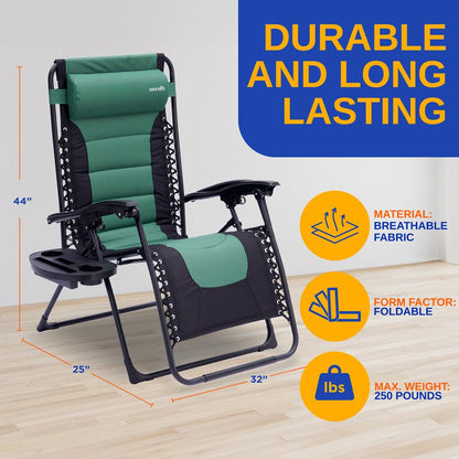 Zero Gravity Lounge Chair - Ultimate Comfort - Steel & Textilene - Green