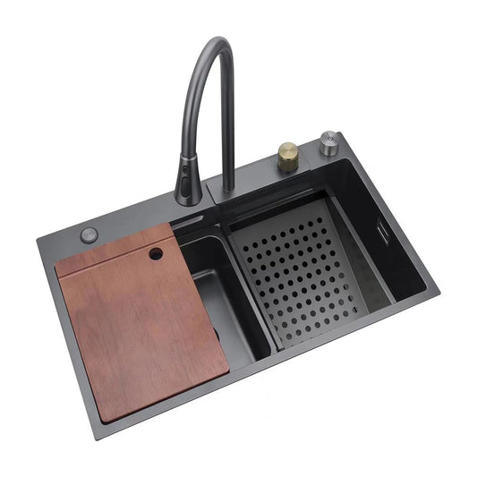 Stainless Steel Kitchen Sink Durable & Soundproof Nano Coating Gun Black