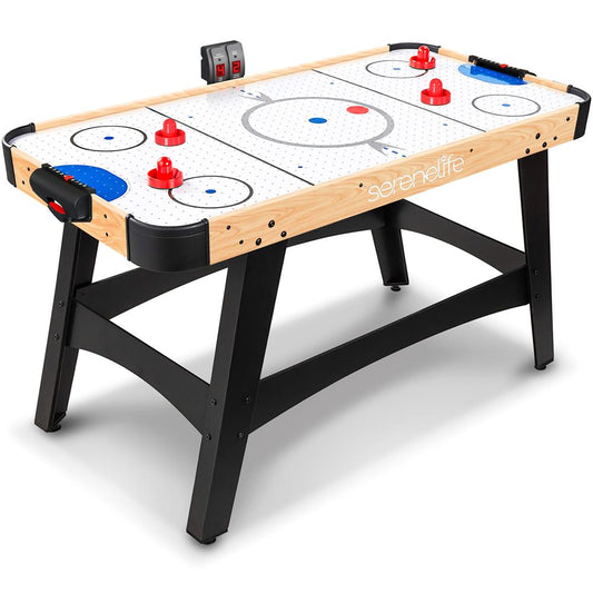 54 Air Hockey Table For Game Room Home Office W/ 2 Pucks 2 Pushers Digital Led Scoreboard Powerful 12V Motor (Natural Color)