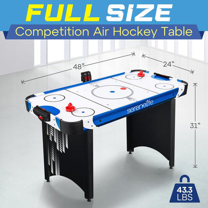 48 Air Hockey Table Smooth Glide LED Scoreboard White Finish - SLARHKY430