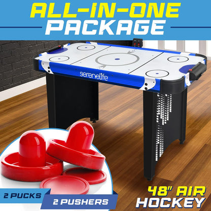 48 Air Hockey Table Smooth Glide LED Scoreboard White Finish - SLARHKY430