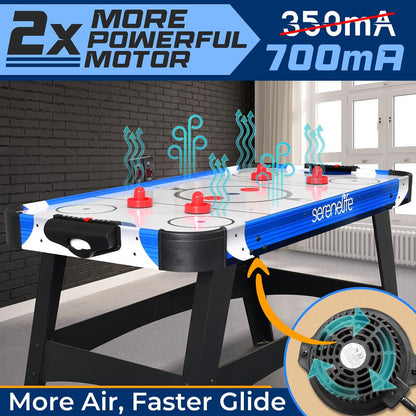 54 Air Hockey Table Smooth Glide 12V Motor LED Scoreboard Blue