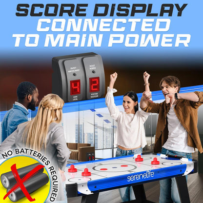 54 Air Hockey Table Smooth Glide 12V Motor LED Scoreboard Blue