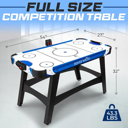 54 Air Hockey Table Smooth Glide 12V Motor LED Scoreboard Blue