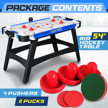 54 Air Hockey Table Smooth Glide 12V Motor LED Scoreboard Blue