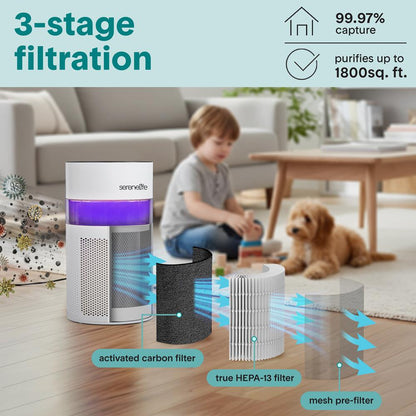 Portable Air Purifier - Small Air Purifier with Aroma Box & Ambient Light High Filtration Efficiency 2-Speed Timer & Sleep Mode (White)