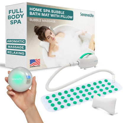 Bubble Bath Mat Spa - Relaxing Bubbles Waterproof LED Teal - SLBBMG100