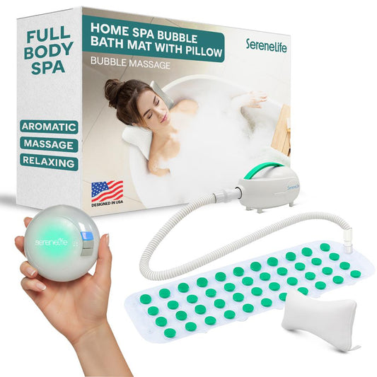 Bubble Bath Mat Spa - Relaxing Bubbles Waterproof LED Teal - SLBBMG100