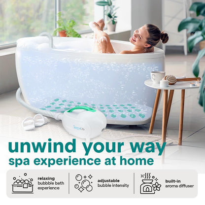 Bubble Bath Mat Spa - Relaxing Bubbles Waterproof LED Teal - SLBBMG100