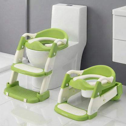 Serenelife Toddler Potty Seat With Ladder – Lightweight Portable 2-In-1 Toilet Trainer With Adjustable Step Ladder Removable Bowl Splash Guard Reward Chart And Toilet Cover – Comfortable And Safe For Easy Potty Training (Green) - SLBPST2GN