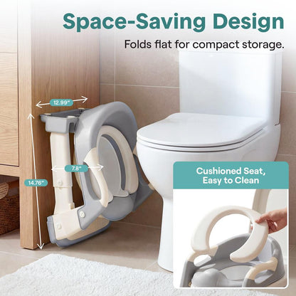 Serenelife Toddler Potty Seat With Ladder – Lightweight Portable 2-In-1 Toilet Trainer With Adjustable Step Ladder Removable Bowl Splash Guard Reward Chart And Toilet Cover – Comfortable And Safe For Easy Potty Training (Gray) - SLBPST2GY