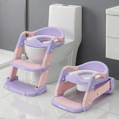 Serenelife Toddler Potty Seat With Ladder – Lightweight Portable 2-In-1 Toilet Trainer With Adjustable Step Ladder Removable Bowl Splash Guard Reward Chart And Toilet Cover – Comfortable And Safe For Easy Potty Training (Purple) - SLBPST2PR