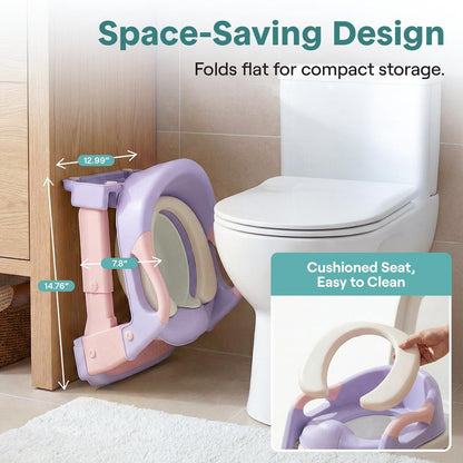 Serenelife Toddler Potty Seat With Ladder – Lightweight Portable 2-In-1 Toilet Trainer With Adjustable Step Ladder Removable Bowl Splash Guard Reward Chart And Toilet Cover – Comfortable And Safe For Easy Potty Training (Purple) - SLBPST2PR