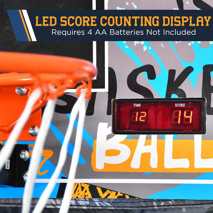 Single Hoop Basketball Game LED Scoreboard Foldable Blue