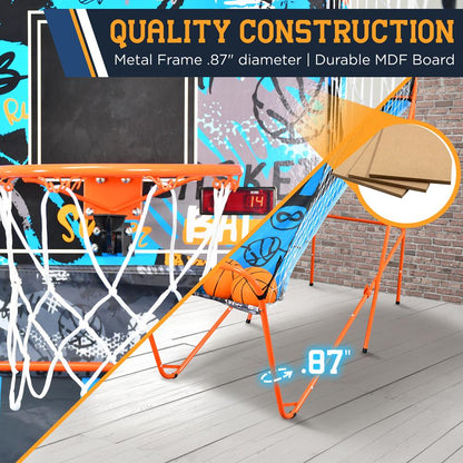 Single Hoop Basketball Game LED Scoreboard Foldable Blue