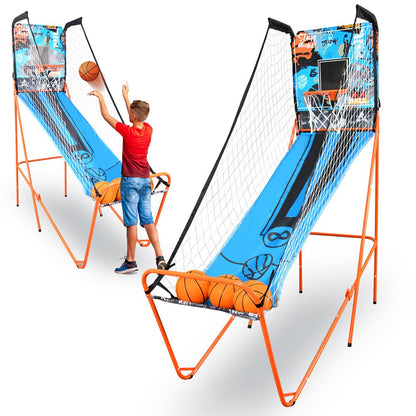 Single Hoop Basketball Game LED Scoreboard Foldable Blue