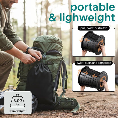 Portable Non-Slip Camping Toilet – Adjustable Height Foldable Travel Potty With Lid Strap And Carry Bag For Car Camping Outdoor Use (Black) - SLCATF1BK