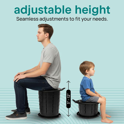 Portable Non-Slip Camping Toilet – Adjustable Height Foldable Travel Potty With Lid Strap And Carry Bag For Car Camping Outdoor Use (Black) - SLCATF1BK