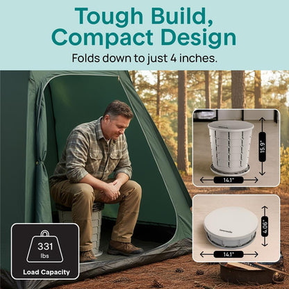 Portable Non-Slip Camping Toilet – Adjustable Height Foldable Travel Potty With Lid Strap And Carry Bag For Car Camping Outdoor Use (Gray) - SLCATF1GY