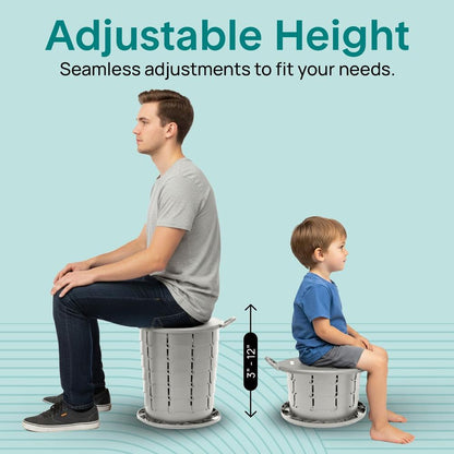 Portable Non-Slip Camping Toilet – Adjustable Height Foldable Travel Potty With Lid Strap And Carry Bag For Car Camping Outdoor Use (Gray) - SLCATF1GY