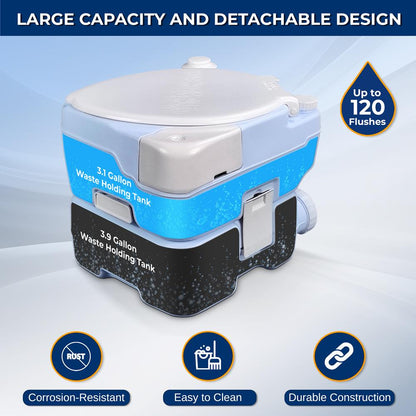 15L Portable Toilet Leak-Proof Full Flush Moonwhite