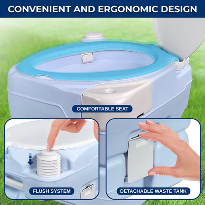 15L Portable Toilet Leak-Proof Full Flush Moonwhite