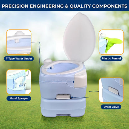 15L Portable Toilet Leak-Proof Full Flush Moonwhite
