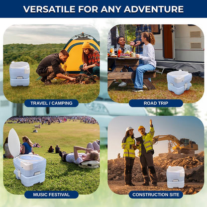 15L Portable Toilet Leak-Proof Full Flush Moonwhite