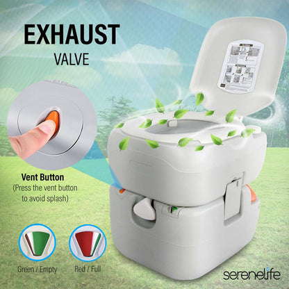 Portable Toilet 5.8 Gal Leak-Proof High-Density Polyethylene Camping