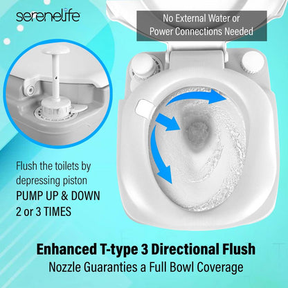 Portable Toilet 5.8 Gal Leak-Proof High-Density Polyethylene Camping