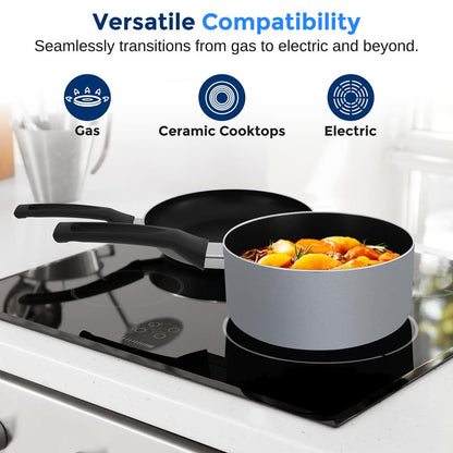 11-Piece Non-Stick Cookware Set Even Heat Black Coating