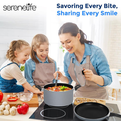 11-Piece Non-Stick Cookware Set Even Heat Black Coating