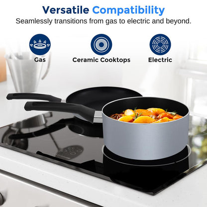 15-Piece Non-Stick Cookware Set Even Heat Black Coating