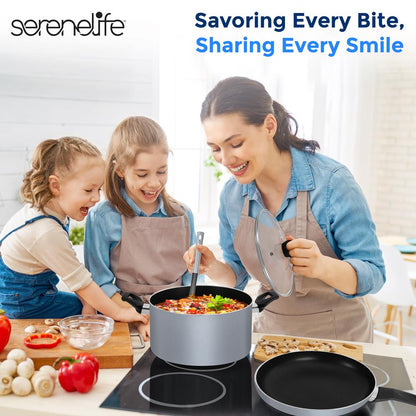 15-Piece Non-Stick Cookware Set Even Heat Black Coating