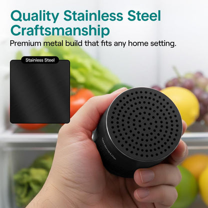 Serenelife Round Refrigerator Deodorizer Lasts Up To 10 Years More Effective Than Baking Soda - With Natural Bamboo Air Purifying Technology (Black) - SLDEOR10BK