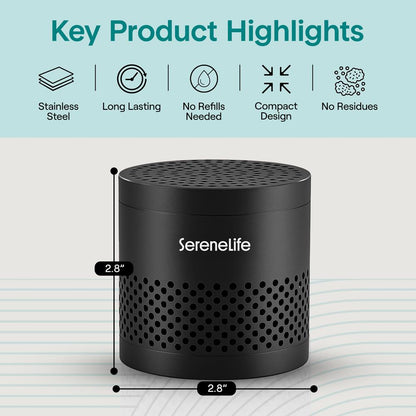 Serenelife Round Refrigerator Deodorizer Lasts Up To 10 Years More Effective Than Baking Soda - With Natural Bamboo Air Purifying Technology (Black) - SLDEOR10BK