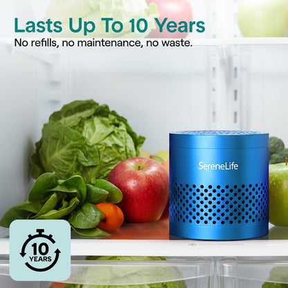 Serenelife Round Refrigerator Deodorizer Lasts Up To 10 Years More Effective Than Baking Soda - With Natural Bamboo Air Purifying Technology (Blue) - SLDEOR10BL