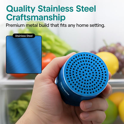 Serenelife Round Refrigerator Deodorizer Lasts Up To 10 Years More Effective Than Baking Soda - With Natural Bamboo Air Purifying Technology (Blue) - SLDEOR10BL