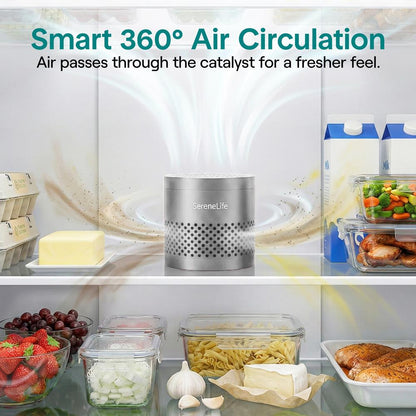 Serenelife Round Refrigerator Deodorizer Lasts Up To 10 Years More Effective Than Baking Soda - With Natural Bamboo Air Purifying Technology (Gray) - SLDEOR10GY