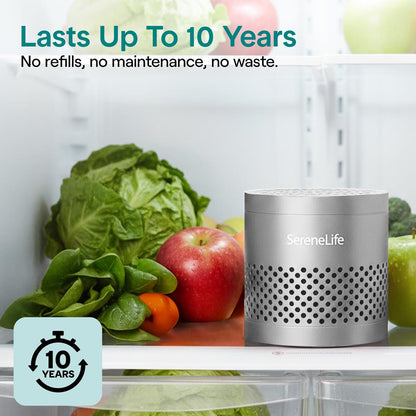 Serenelife Round Refrigerator Deodorizer Lasts Up To 10 Years More Effective Than Baking Soda - With Natural Bamboo Air Purifying Technology (Gray) - SLDEOR10GY
