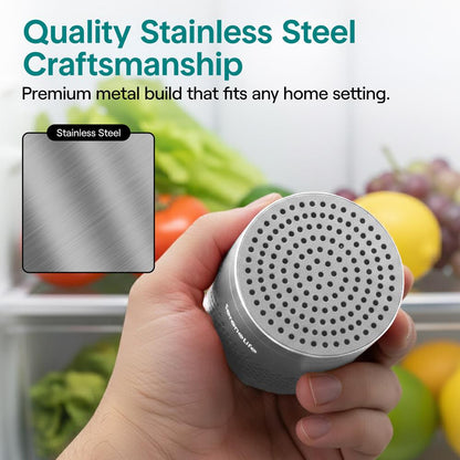 Serenelife Round Refrigerator Deodorizer Lasts Up To 10 Years More Effective Than Baking Soda - With Natural Bamboo Air Purifying Technology (Gray) - SLDEOR10GY