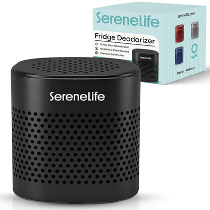 Serenelife Square Refrigerator Deodorizer Lasts Up To 10 Years More Effective Than Baking Soda - With Natural Bamboo Air Purifying Technology (Black) - SLDEOS10BK