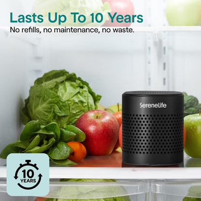 Serenelife Square Refrigerator Deodorizer Lasts Up To 10 Years More Effective Than Baking Soda - With Natural Bamboo Air Purifying Technology (Black) - SLDEOS10BK