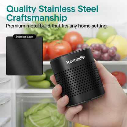 Serenelife Square Refrigerator Deodorizer Lasts Up To 10 Years More Effective Than Baking Soda - With Natural Bamboo Air Purifying Technology (Black) - SLDEOS10BK