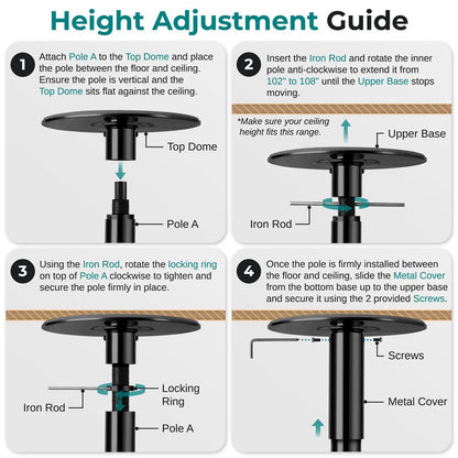 Adjustable Fitness Dance Pole 1102 lb Capacity Steel Anti-Rust Surface