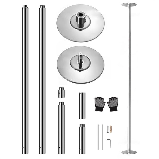 Portable Spinning Fitness Pole Adjustable Steel Chrome Finish