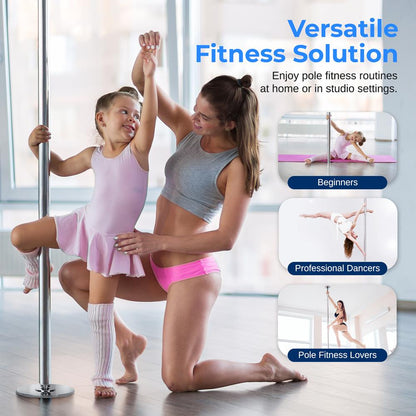 Portable Spinning Fitness Pole Adjustable Steel Chrome Finish