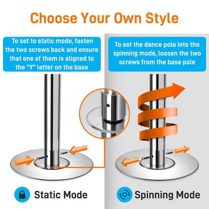 Portable Spinning Dance Pole Adjustable Steel Holds 1102 lbs