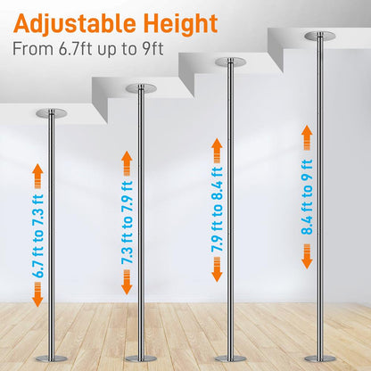 Portable Spinning Dance Pole Adjustable Steel Holds 1102 lbs