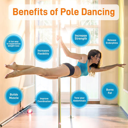 Portable Spinning Dance Pole Adjustable Steel Holds 1102 lbs